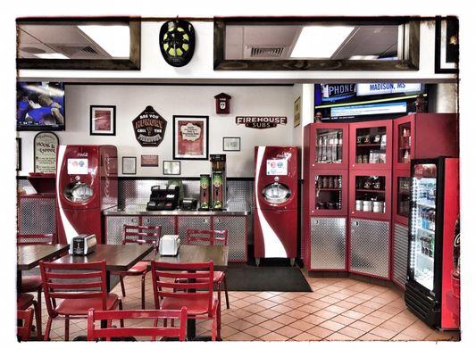 Lobby and beverage area.