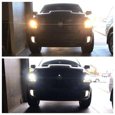 6K 35W HIDs on Ram with projectors. Before and After pic.