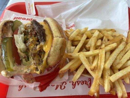 Double double animal style with fry well