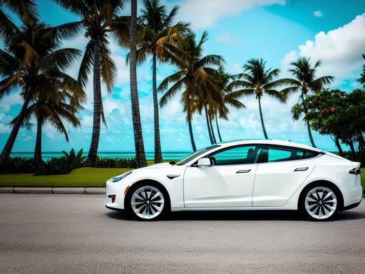 Enjoy the island scenery in an emission-free electric car