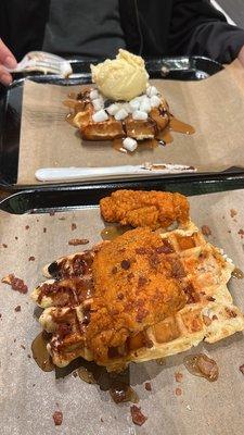 The Happy Camper Waffle and Nashville Hot Waffle