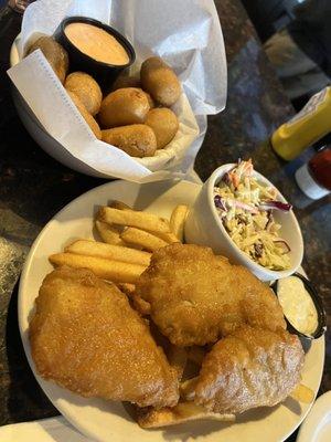 Mini corn dogs and fish and chips