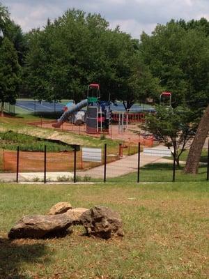 View of construction of children's area and new tennis courts