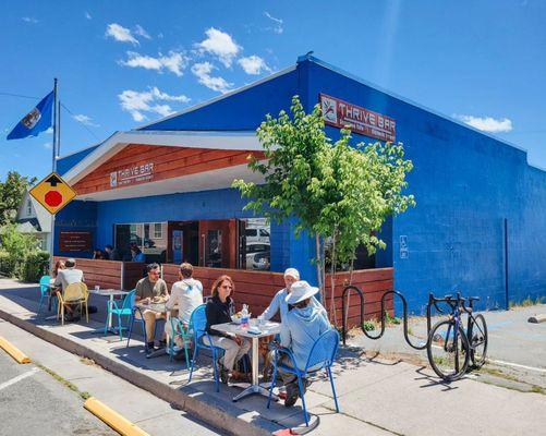 Patio Seating with a sweet view of Mount Shasta