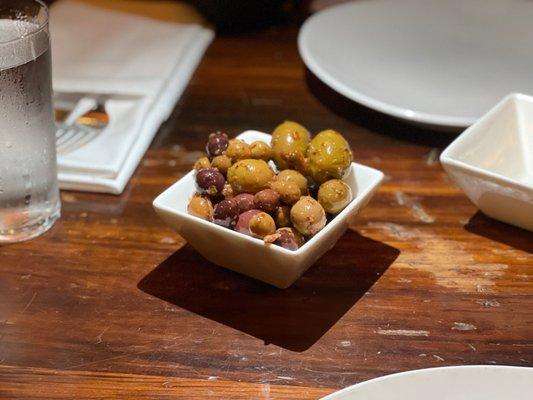 House Olives , Chili , Garlic