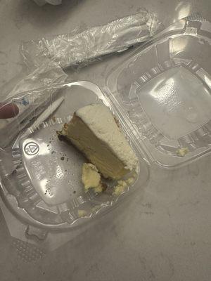 Cheesecake slice is so little.