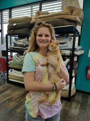 Ronin with his forever mom and forever home!   We are so excited for him as he embarks on his new adventure.  Purr paws Rescue foster!