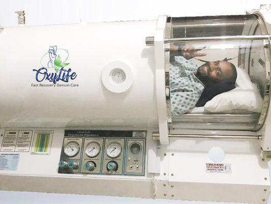 Trying my client's Hyperbaric Chamber. This empowers me to showcase the product to the consumer, from a consumer's perspective.