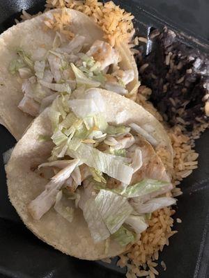 Mahi mahi tacos. I highly discourage anyone from ordering these--zero love, dry as sawdust.