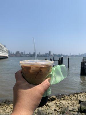 Thai iced coffee at the harbor. So good and strong.