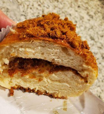 Inside the pork floss bun