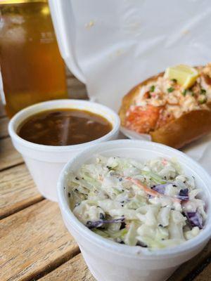 New England beans and blue cheese cole slaw