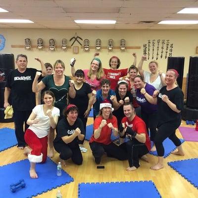 iKickbox at Millennium Martial Arts. A recent group shot after an amazing workout. Fun for all fitness levels.