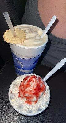 Peanut butter malt and strawberry shortcake