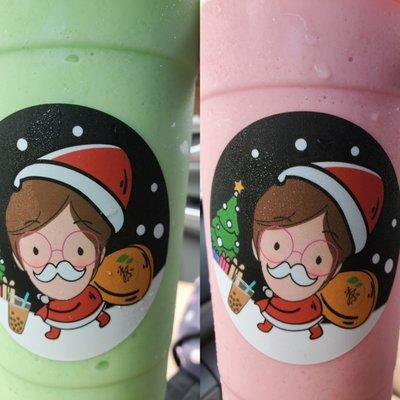 Melon smoothie and strawberry smoothie