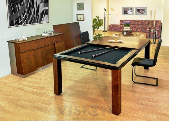 Convertible Billiard dining fusion pool table Pronto Ultra black metal / walnut Oak finish