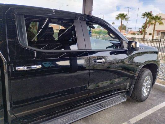 Damaged passenger door and rearview mirror