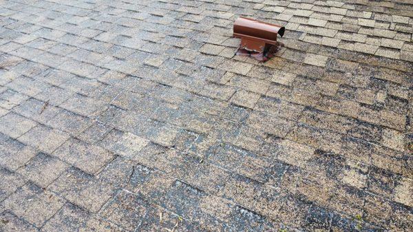 BEFORE - old and damaged shingles