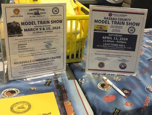 Train show signs and dated