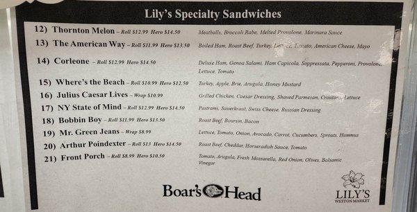 Specialty sandwich menu (2 of 2)