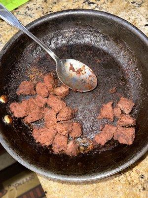 "Diced carne asada taco meat" more like steak chunks.