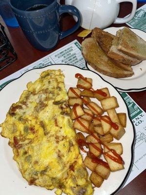 Veggie Omelette, Home fries, Rye Toast