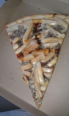 Cheesesteak pizza w/ french fries