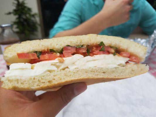 Tomato mozzarella faoccacia 8.50 for a big sandwich