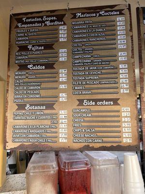 Updated menu w/ prices 2024