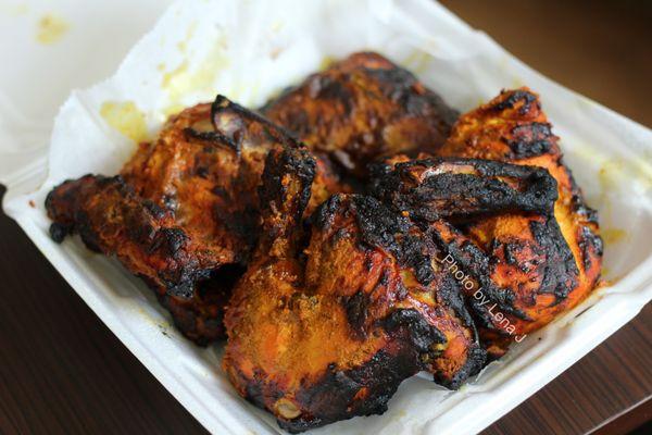 Chargha Tamam ($11.99) – whole chicken marinated in herbs and spices, grilled in clay oven. Huge serving, especially for the price!