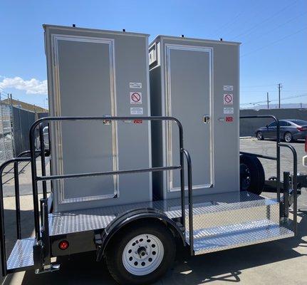 Portable restroom trailer 2 stall VIP unit