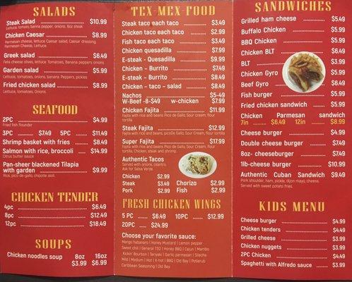 Takeout Menu back