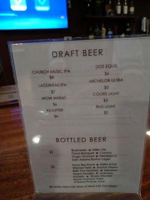 Some of the beer prices.