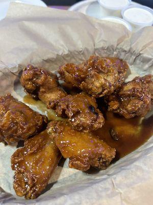 Stinging honey garlic wings