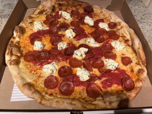 Pepperoni and Ricotta pizza