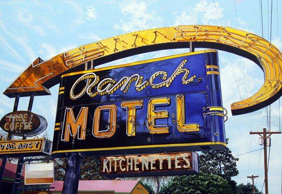 Ranch Motel by James Gucwa  Original mixed media painting