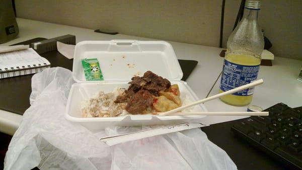 Galbi box with no Vegetables. I did eat some before taking this picture it was that good.