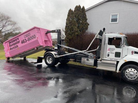 Pink dumpster rental