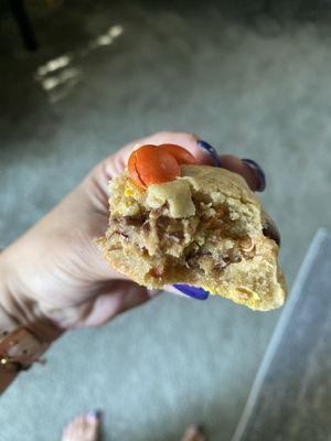 Reese's- has a peanut butter cup in the middle along with the pieces throughout the cookie.