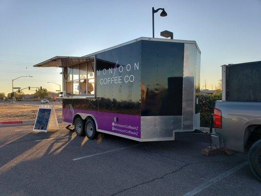 The trailer in the morning sun