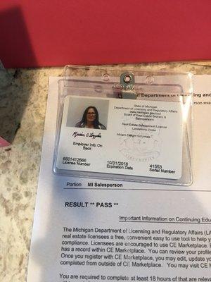 License printed right after PASS exam. Only good till 10/31/18