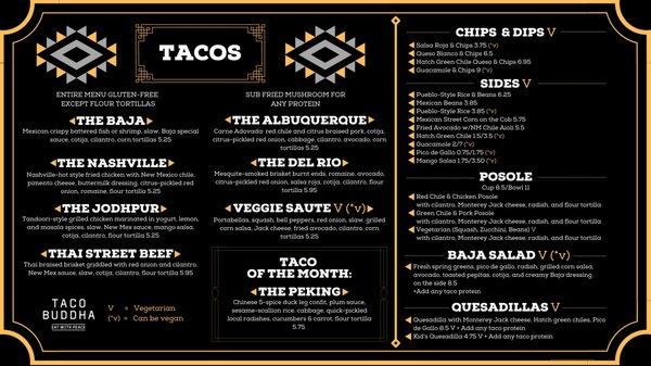 Our menu as of 2-16-22. New taco every month!