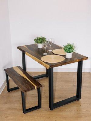 Walnut solid wood dining table for small spaces. Available at San Carlos.