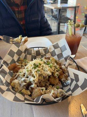 Loaded goetta and egg tots