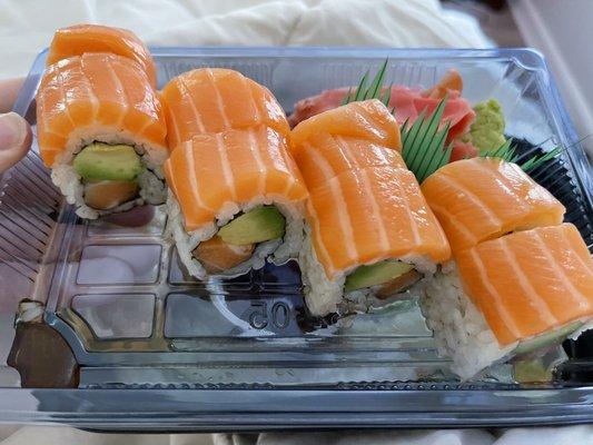 Salmon and avocado.