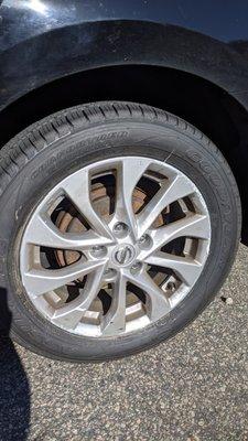 Damaged rims after getting new tires. Also note all stem caps missing.