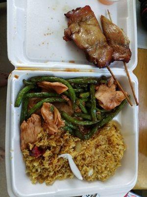 L7 lunch special (ginger chicken and string beans) with chicken teriyaki