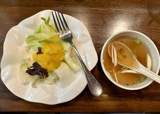 Side salad and soup for bento box