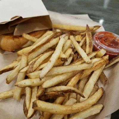 Grilled cheese with fries and their signature ketchup.