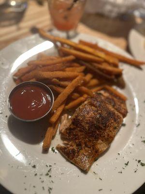 Blackened Salmon & Sweet Potato Fries